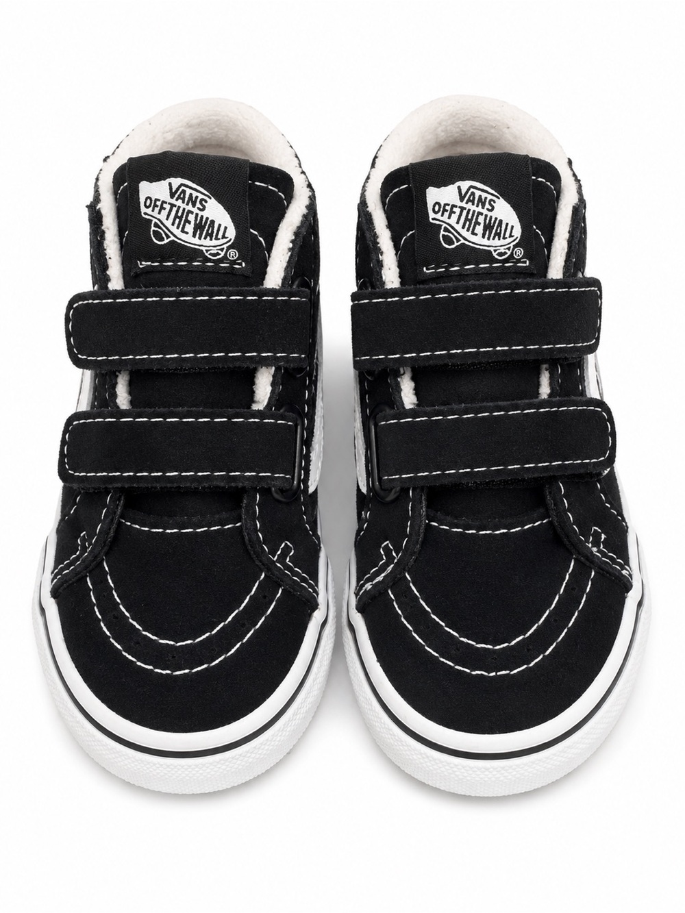 Vans Kids Black and White Velcro High-Top Sneakers
